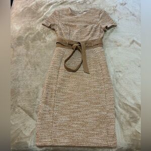 Calvin Klein Elegant Tan Belted Dress